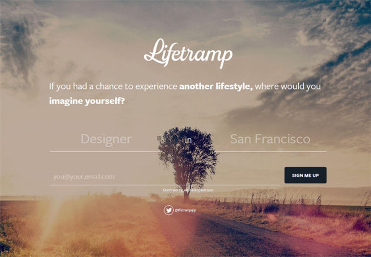 Lifetramp landing page MVP design